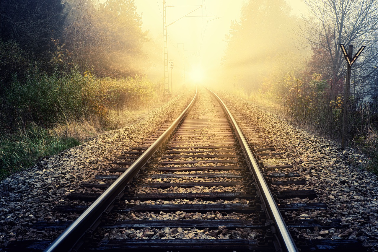 train track leading to goals