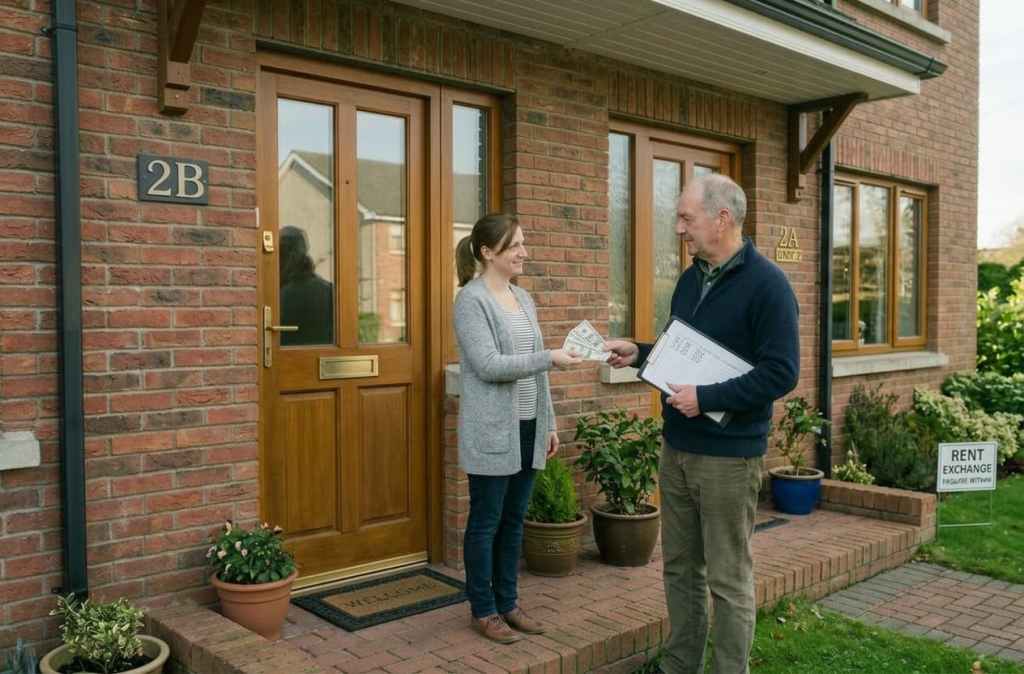 landlord collecting rent from tenant